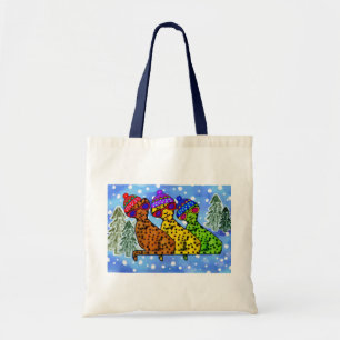 Cheetah Cool Cats Snow Day Canvas Tote Bag