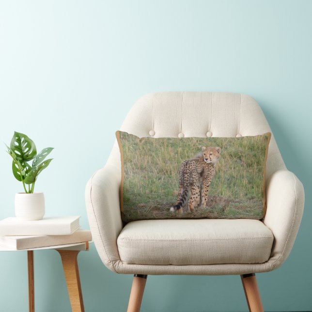 Cheetah Cub and Baby Elephant Throw Pillow (Chair)