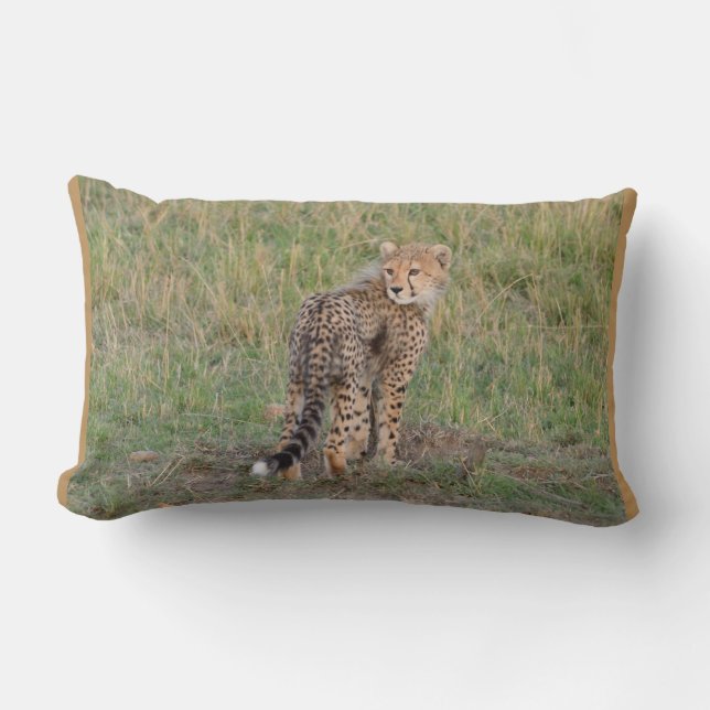 Cheetah Cub and Baby Elephant Throw Pillow (Front)