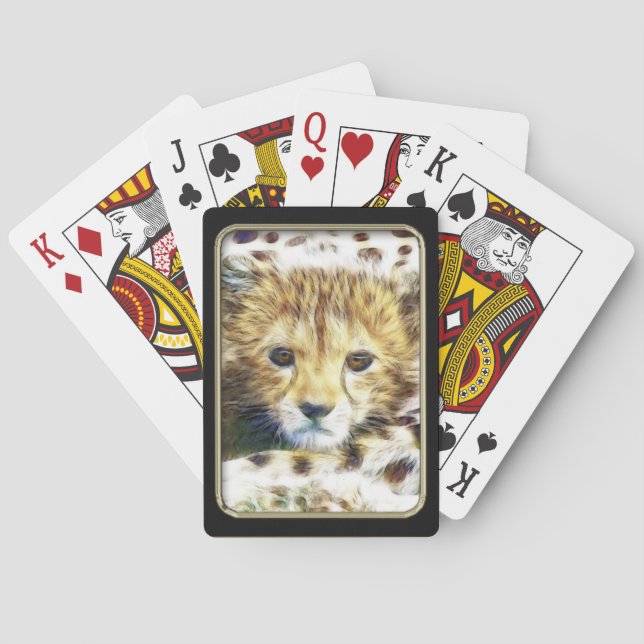Cheetah Cub Fractal Art Playing Cards (Back)