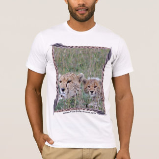 Cheetah & Cub in the grass with Cheetah Tail Frame T-Shirt