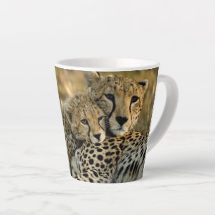 Cheetah Cub Snuggling with its Mum Latte Mug