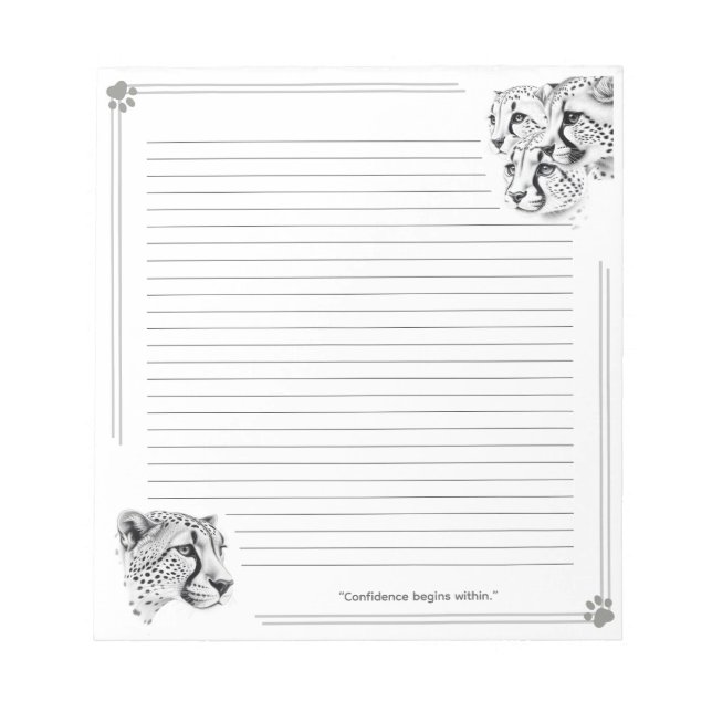 Cheetah Cubs Confidence with Lines Notepad (Front)