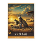 Cheetah | Cute Family Vintage Animal Postcard