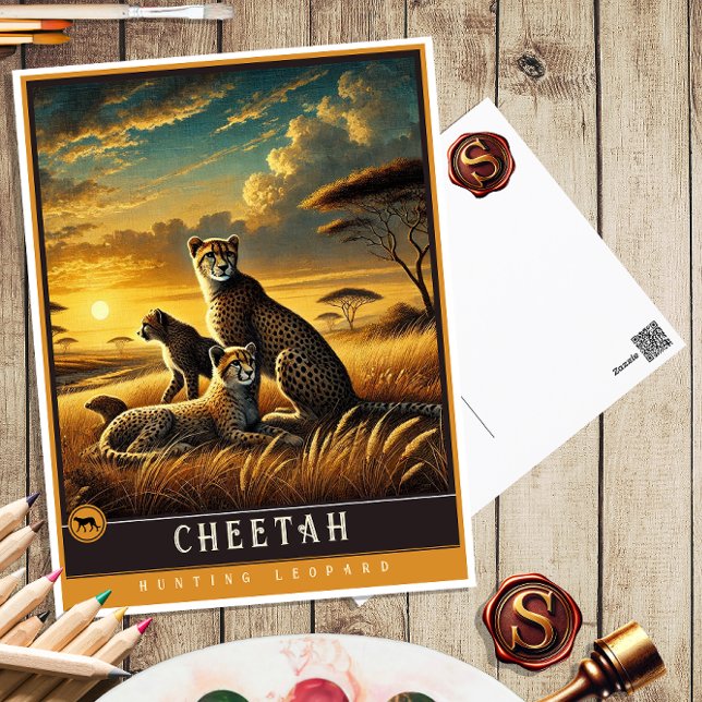 Cheetah | Cute Family Vintage Animal Postcard (Creator Uploaded)