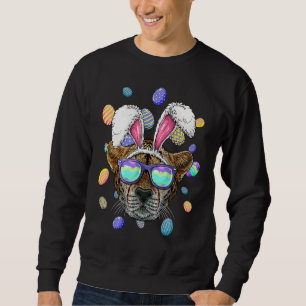Cheetah Easter Bunny Ears Funny Easter Eggs Huntin Sweatshirt