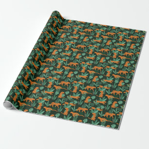 Cheetah Exotic: Tropical Summer Seamless. Wrapping Paper