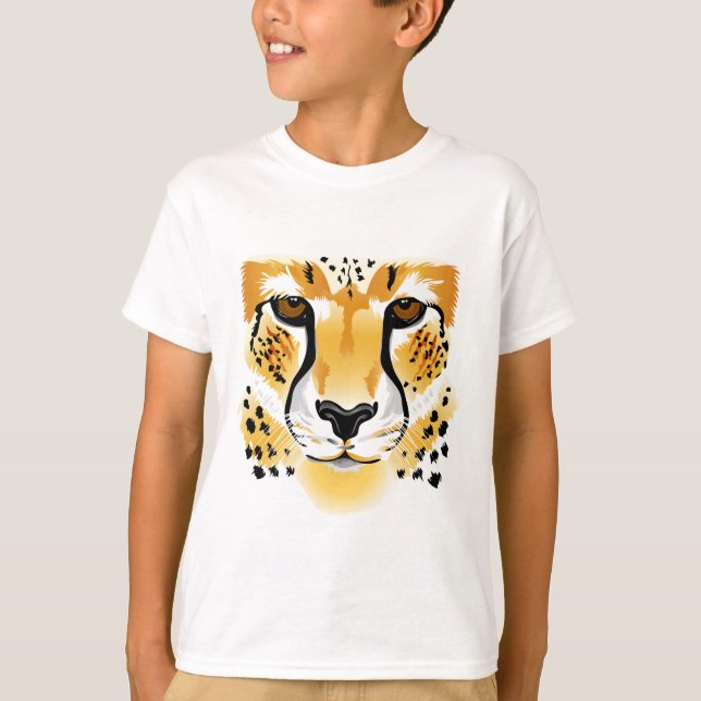 Cheetah face cartoon kids shirt (Front)