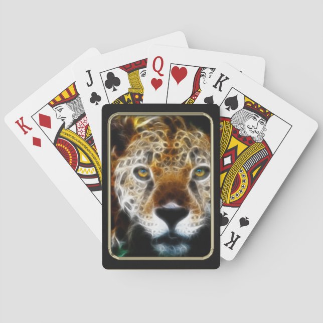 Cheetah Face Fractal Art Playing Cards (Back)