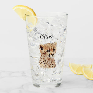 Cheetah Face Personalised Glass