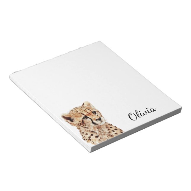 Cheetah Face Personalised Notepad (Angled)