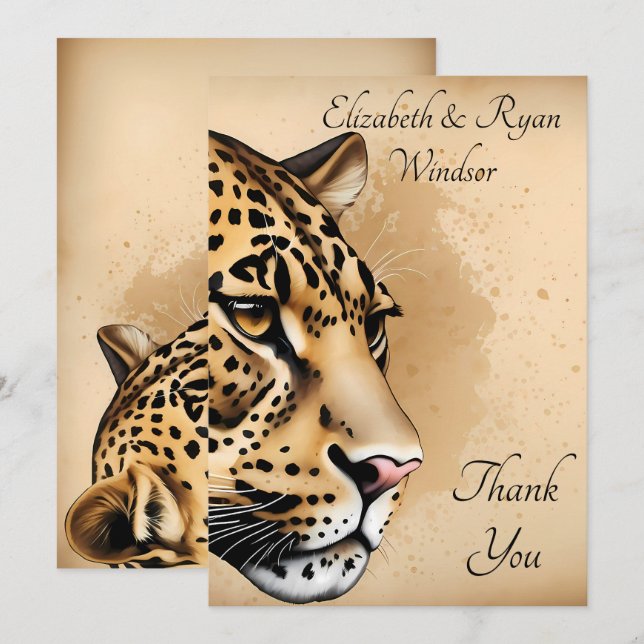 Cheetah Flat Thank You Card (Front/Back)
