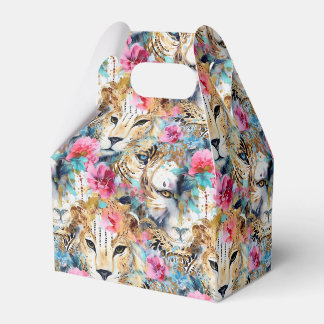 Cheetah Floral Boho Watercolor Pattern Favour Box