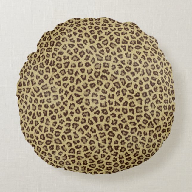 Cheetah fur print round cushion (Front)