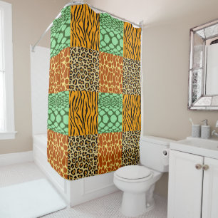 Cheetah, Giraffe, Tiger, and Snake Shower Curtain