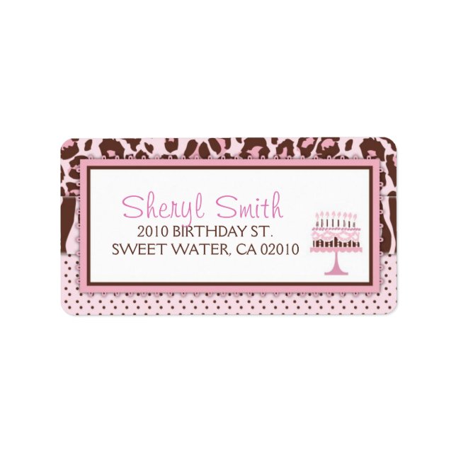 Cheetah Girl Cupcake Address Label (Front)