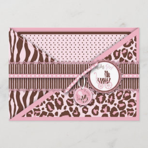 Cheetah Girl Invitation Card Pink C