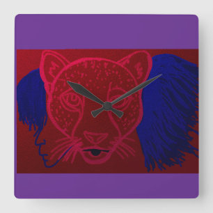 Cheetah Girl Spirit Square Wall Clock