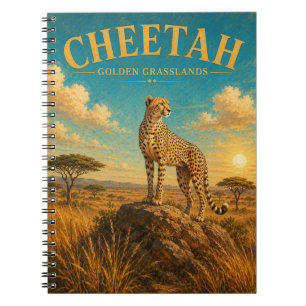 Cheetah Golden Grasslands Watercolor GeoSaga Notebook
