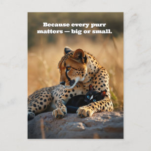 Cheetah Guardian, Kitten Heart Holiday Postcard
