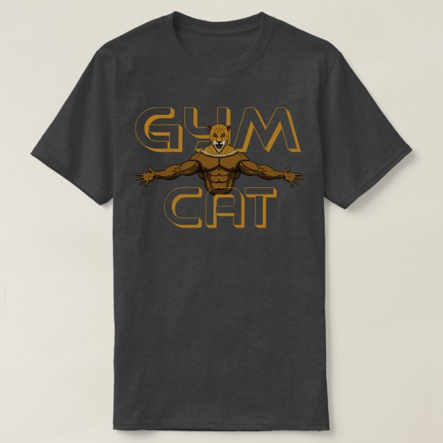 Cheetah Gym Cat T-Shirt (Design Front)