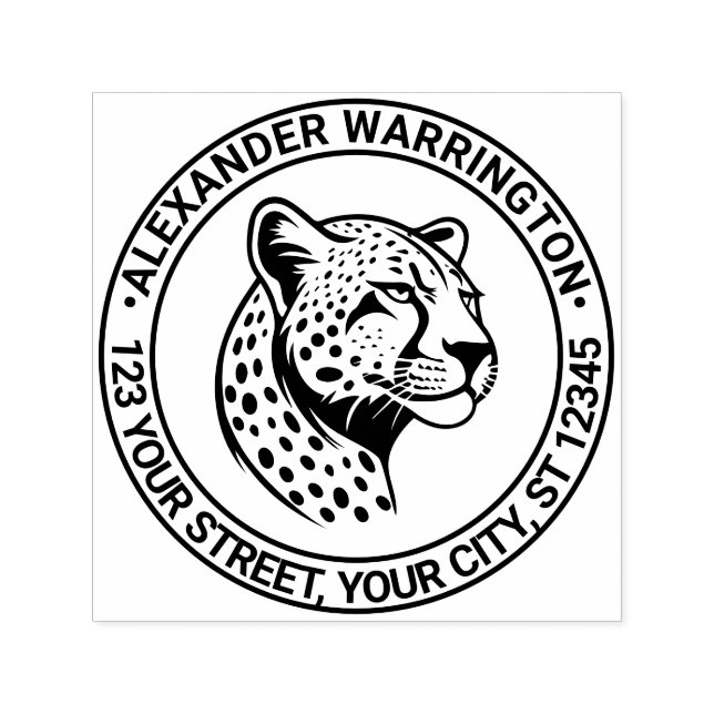 Cheetah Head #1 Name Return Address Self-inking Stamp (Design)