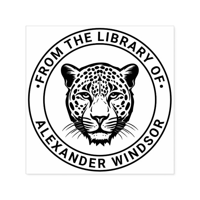 Cheetah Head #2 Library Book Name Self-inking Stamp (Design)