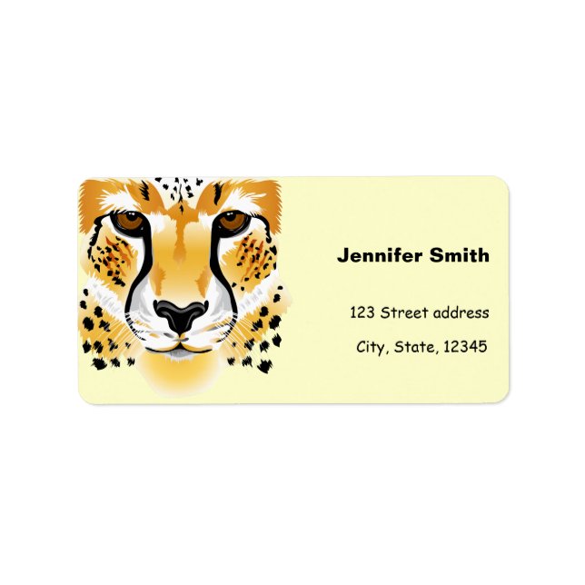 cheetah head close-up illustration label (Front)