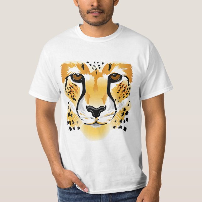 cheetah head close-up illustration man T-Shirt (Front)