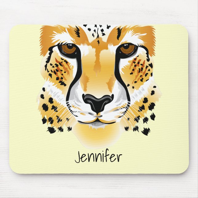 cheetah head close-up illustration mouse pad (Front)