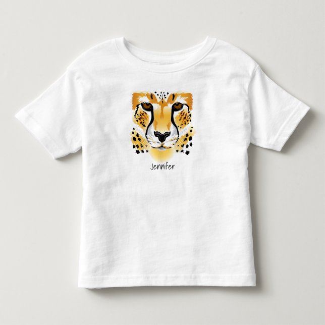 cheetah head close-up illustration name toddler T-Shirt (Front)
