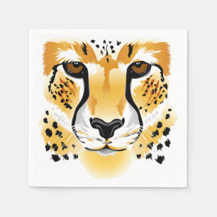 cheetah head close-up illustration napkin