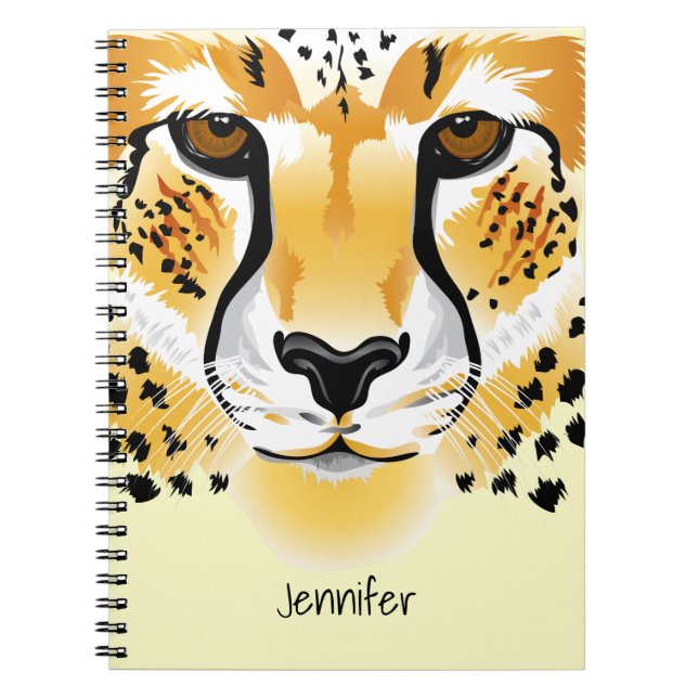 cheetah head close-up illustration spiral notebook (Front)