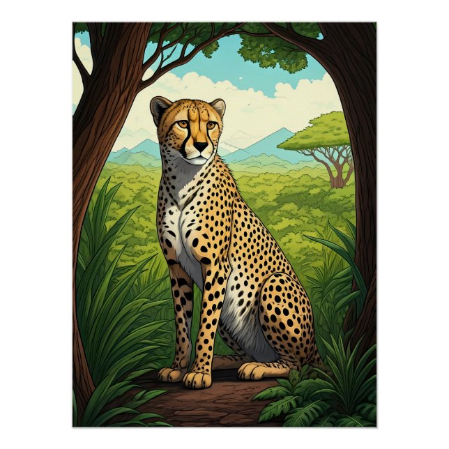 Cheetah in Lush Forest Poster (Front)