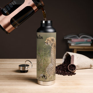 Cheetah in Natural African Setting Personalise Water Bottle