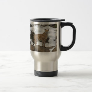 Cheetah in Snow Travel Mug