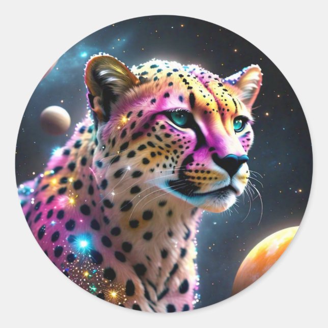 Cheetah in Space Sticker  (Front)
