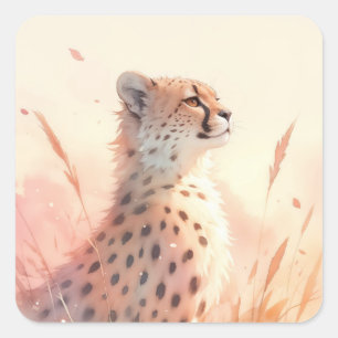 Cheetah in the Breeze of Nature Square Sticker