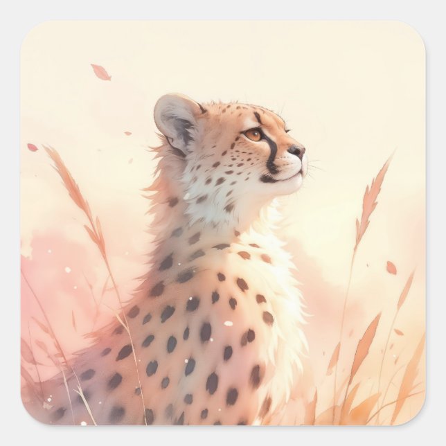 Cheetah in the Breeze of Nature Square Sticker (Front)