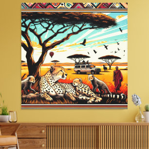 cheetah in the serengeti canvas wall frame print