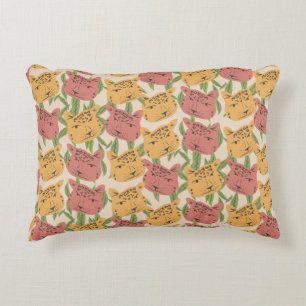 Cheetah Jungle Plants Greenery Coral Green Decorative Cushion