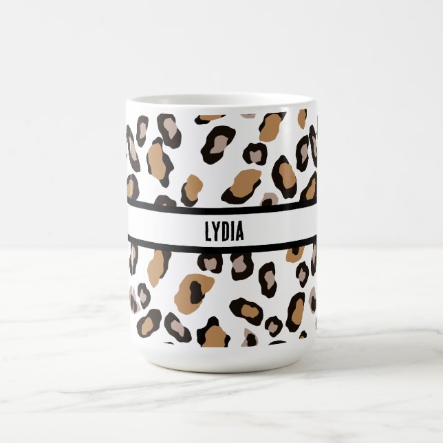 Cheetah, Leopard, Animal Print, Personalised Coffee Mug (Center)