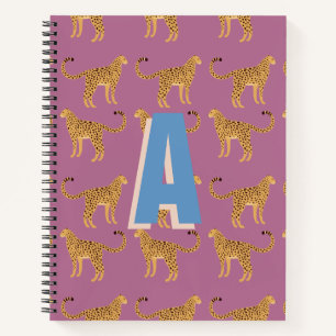 Cheetah, leopard monogrammed pink notebook