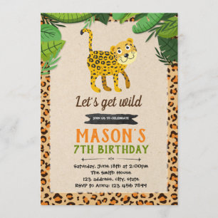 Cheetah leopard party birthday invitation