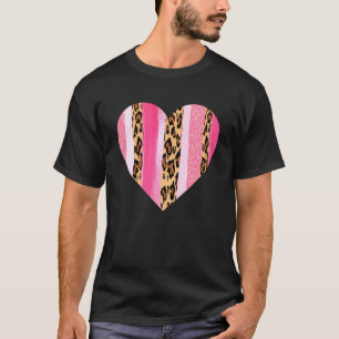 Cheetah Leopard Pink Heart Men Women Funny Valenti T-Shirt