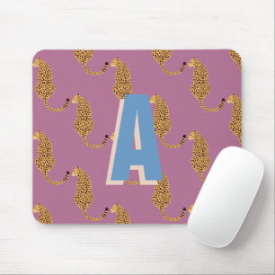 Cheetah, leopard pink monogrammed mouse pad