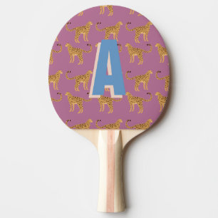 Cheetah, leopard pink monogrammed ping pong paddle