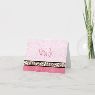 Cheetah/Leopard Pink Thank You Card