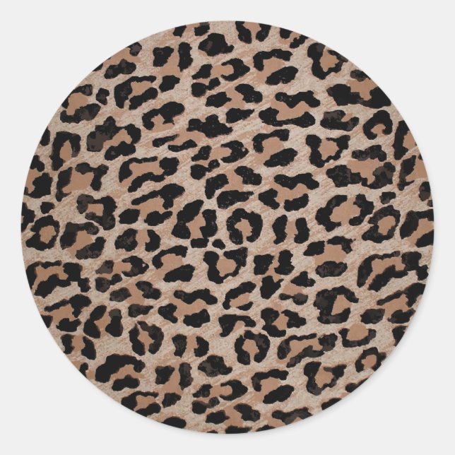 cheetah leopard print classic round sticker (Front)