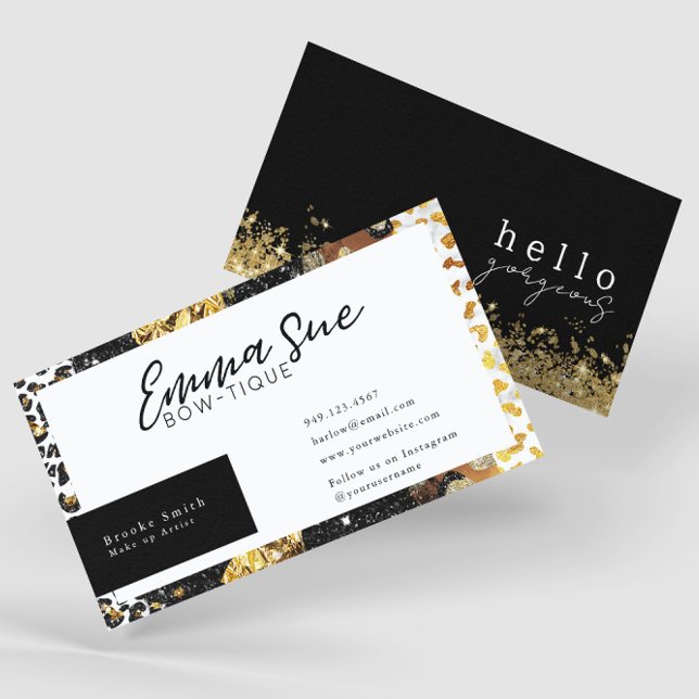 Cheetah Leopard Print Hello Gorgeous Elegant  Business Card (Creator Uploaded)